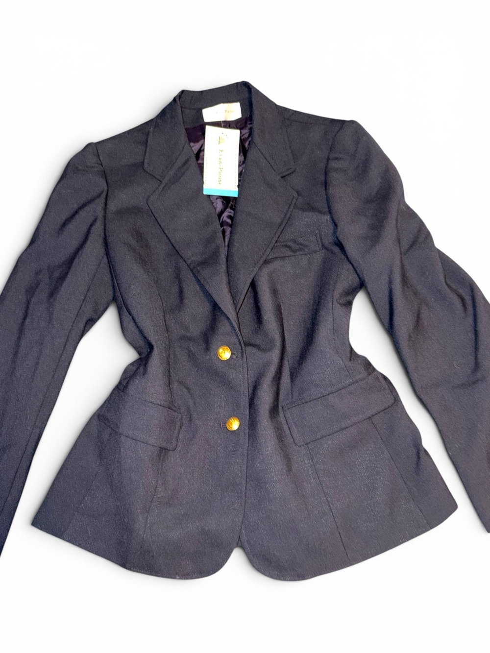 Evan Piccone Tailored Women's Navy/Black Blazer with Gold Nautical AnchorButtons